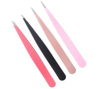 HOMSFOU 4 Piezas Pinzas para Cejas de Acero Inoxidable Clip para Cejas 1,2mm Colorido Ligero Diseño Versátil para Depilar y Dar Forma Color Aleatorio