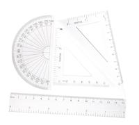 HOMSFOU 4 Piezas Regla Plástica Transparente para Matemáticas Set de Regla Transportador y Triángulos Geométricos para Estudiantes