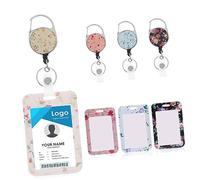 HOMSFOU 4 Piezas Soporte de Insignia Floral Retráctil de Funda para Tarjeta de Identificación con Clip Metálico para Enfermeros Médicos y Profesores