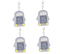 HOMSFOU 4 Piezas Tarjeta de Peluche de Pingüino Soporte Tarjetas de Colgante de Anime Organizador Multifuncional y ID Estudiantes