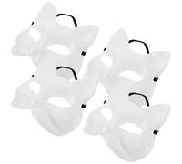 HOMSFOU 4 unidades de máscara vacía de máscaras de cosplay, accesorios de cosplay, máscaras de gato vacías, Kabuki de bricolaje, mitad de plástico, fiesta de graduación, decoración