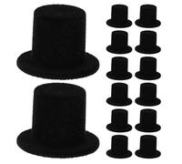 HOMSFOU 40 Piezas Mini Sombrero de Copa Negro para Manualidades en Terciopelo y Resina, Diseño Único, Sensación Suave y Fácil de Llevar para Fiestas y Escenas Navideñas