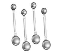 HOMSFOU 4piezas Cucharas Medidoras De Café De Acero Inoxidable Cucharas De Doble Cabeza Para Medir Ingredientes Secos Y Líquidos Utensilios De Cocina Portátiles