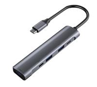 HOMSFOU 5 Centro Adaptador USB a c Estaciones de Acoplamiento para portátiles Raton de Ordenador Estación de Acoplamiento Divisor multiusb concentrador USB de Datos el plastico Light Grey