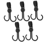 HOMSFOU 5 Ganchos Dobles Giratorios Ajustables Diseño en Material Pp y Poliéster Color Negro para Cochecito y Scooter Eléctrico para Uso Hogar