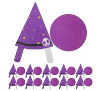 HOMSFOU 50 Unidades Cajas de Dulces de Papel Forma de Sombrero de Bruja Púrpura para Halloween, Diseño Divertido y Tamaño 14.5x7x7cm, para Fiestas y Repartir Golosinas