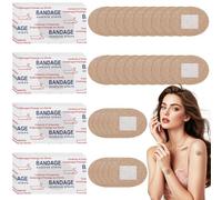 HOMSFOU 50 Unidades Vendaje Elástico de Tela Beige Transpirable y Adhesivo, Fácil de Rasgar, Adecuado para Dedos y Articulaciones, Vendaje Tubular para Primeros Auxilios
