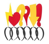 HOMSFOU 6 Diademas Divertidas Símbolos Festivos para Niñas y Mujeres, Accesorios para Cabello en Fiestas y Fotos, Diseño de Flechas, Signos y Colores Rojo y Amarillo, Pack de 6 Piezas