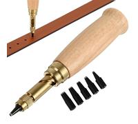 HOMSFOU 6 Piezas Herramienta Perforadora de Cuero de Aleación de Acero Bordes Duraderos y Orificio Lateral para Manualidades de Cuero en 6 Tamaños de 1.5 a 4 Mm