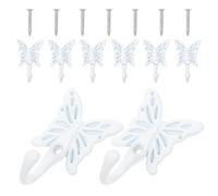 HOMSFOU 8 Piezas Gancho para Colgar Ropa de Aleación de Zinc Blanco Diseño de Mariposa, Estilo Europeo Retro, Multiusos y Ahorro de Espacio para Armarios y Pasillos