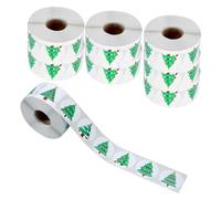 HOMSFOU 8 Rollos Pegatinas Adhesivas de Árbol de Navidad para Regalos Etiquetas Couché Unidades por Colores y Autoadhesivas para Sobres Tarjetas y Bolsas de Dulces Fiestas Navideñas