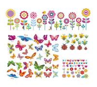 HOMSFOU 9 Hojas de Calcomanías Hogar Diseño de Flores y Mariposas en Pvc, Decoración de Pared para Primavera y Verano, Adecuado para Aula o Habitación