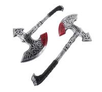 HOMSFOU Accesorios de Juguete de rol Vikingos de Plástico 2 Piezas, de Batalla Plateada para Disfraz Medieval y Fiesta de Halloween, Ligera para Cosplay Vikingo y Disfraz Primitivo