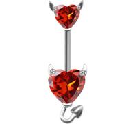 HOMSFOU Anillo de Ombligo para Mujeres de Acero Inoxidable Circonita Roja, Joyería Corporal Segura que No Causa Reacciones Alérgicas, Adecuado para Uso Diario