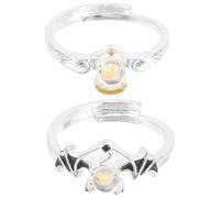 HOMSFOU Anillos para Parejas Diseño Exclusivo de Ángel y Demonio, Aleación y Piedra Lunar, Anillos a Juego para Boda y Regalos Románticos