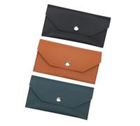 HOMSFOU Billetera Cartera para Tarjetas Multifuncional de PU, Botón, Ligera y Práctica para Hombre, Uso Diario y Oficina, Set 3 Piezas en Negro, Marrón y Verde