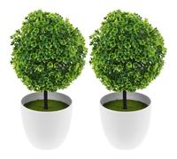 Homsfou Bolas De Plantas Artificiales Decorativas 2 Piezas En Maceta 9.05X4.72X3.93 Pulgadas para Hogar Oficina Ventanas Y Espacios PúBlicos Simuladas