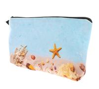 HOMSFOU Bolsa de Cosméticos Pequeña Cierre de Cremallera, Organizador de Maquillaje Estampado de Conchas Marinas y Estrella de Mar, Bolsa de Viaje para Artículos de Tocador y Cuidado