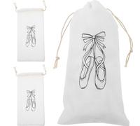 HOMSFOU Bolsa para Zapatillas de Ballet de Mujer y Niña, 3 Unidades, Algodón Resistente, Cordón Ajustable, Lavable y Antiarañazos, Adecuado para Guardar y Transportar Zapatos de Baile