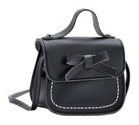 HOMSFOU Bolso Bandolera para Niñas Pequeño Negro Lazo, Bolso de Hombro Juvenil de PU Duradero, Compacto y Ligero, Adecuado para Uso Diario y Fiestas, Bolsito para Chicas Adolescentes
