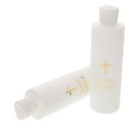 HOMSFOU Botellas de Agua Cristiana de Plástico Blanco Diseño de Cruz, Paquete de 2 Piezas, Ligeras y Prácticas para Iglesia y Viajes