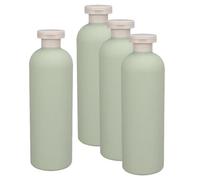 HOMSFOU Botellas de Champú Vacías 4 Pcs 400 Ml Tapa Abatible Verde Aguacate, Dispensador de Jabón Líquido para Manos y Baño, Envases Rellenables Portátiles para Viaje y Uso Diario