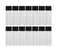 HOMSFOU Botellas de Vidrio Vacías Transparentes para Viaje 5 Ml, Pack 50 Unidades Tapa Negra y Tapón Antidesbordamiento, Envases Rellenables para Cosméticos y Maquillaje Portátil