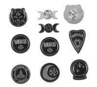 HOMSFOU Broche de Aleación Negro Estilo Punk Retro, Set de 10 Piezas Sombrero de Bruja y Elementos Góticos, Accesorio DIY para Decoración de Ropa, Bolsos y Disfraces de Estilo Aleatorio