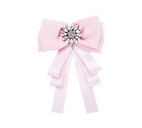 HOMSFOU Broche de Pajarita para Camisa Mujer Lazo Rosa, Alfiler Decorativo Gemas de Imitación, Accesorio de Moda para Fiesta, Aniversario y Uso Diario