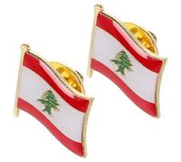 HOMSFOU Broche de Solapa Bandera del Líbano, Pin Redondo Metálico Esmaltado, Pack 2 Unidades, Accesorio Ligero y Compacto para Ropa, Mochilas y Viajes, Símbolo de Orgullo Nacional