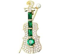 HOMSFOU Broche de Violín para Mujer en Aleación Verde, Pin de Solapa Musical Elegante y Bisutería Decorativa, Accesorio Único para Ropa y Obsequio Especial en Ocasiones Formales E
