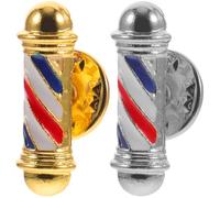 HOMSFOU Broche Decorativo de Barbería 2 Piezas Poste de Barbero Metálico Dorado y Plateado para Ropa Accesorio Creativo Suéter Fiesta y Uso Diario