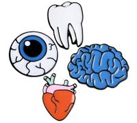 HOMSFOU Broches Decorativos Creativos 4 Piezas Forma de Cerebro, Corazón, Globo Ocular y Diente, Esmalte Ropa, Bolsos y Fiestas, Accesorios Originales para Mujer