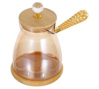 HOMSFOU Cafetera Turca de Vidrio con Asa para Cocina Tetera Vidrio para Café Árabe y Calentador de Leche y Agua Resistente para Uso Doméstico