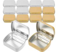 HOMSFOU Caja de Hojalata Pequeña Rectangular 20 Piezas 60X45X15 MM Bisagra en Plata Cepillada y Oro Brillante, Organizador Compacto para Almacenamiento de Dulces, Accesorios y Objetos