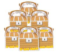 HOMSFOU Caja de Obsequio Pirata Plegable de Papel Asa, Cofre para Pasteles y Dulces, Kit de 20 Piezas para Fiestas de Halloween y Cumpleaños, Contenedor Portátil para Regalos y Golosinas