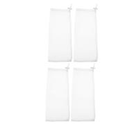 HOMSFOU Calcetín Colgante para Comida de Pájaros de Poliéster Blanco Cierre Ajustable y Protector contra Viento para Alimentación Exterior de Pinzones, Pack de 4 Unidades