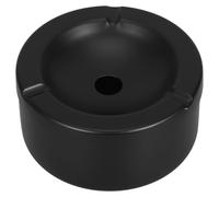 HOMSFOU Cenicero Portátil de Acero Inoxidable con Tapa, 12cm, Negro, Resistente al Viento para Patio y Viajes