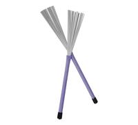 HOMSFOU Cepillo de Alambre Retráctil para Batería, Juego de Púrpura | Acero y Goma, Mango Cómodo con Efecto de Retorno, para Jazz y Bateristas Principiantes