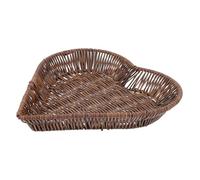 HOMSFOU Cesta de Frutas de Ratán de Simulación Tejida a Mano en Forma de Corazón, Cesta Decorativa para Snacks y Almacenamiento en Hogar, Tamaño 26x26.5x4 Cm, 1 Unidad para Reutilizable