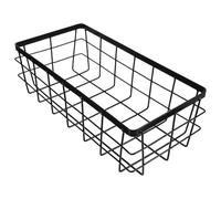HOMSFOU Cesta Estructura Resistente Rectangular de Almacenamiento Negra de Hierro y Bordes Suaves, Estante Organizador Montado Pared y Orden para Baño para Ducha en Baño