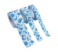 HOMSFOU Cinta de Grogrén Náutica Temática Oceánica Azul Marino, Rollos de 5 Yardas, en 10 Mm, 22 Mm y 38 Mm para Lazos Pelo, Decoración de Fiestas y Manualidades