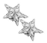 HOMSFOU Clips Desmontables para Zapatos de Novia Forma de Estrella, Adornos de Gemas de Imitación Plateados, Accesorios para Tacones Altos en Bodas, Fiestas y Graduaciones, 1 Par