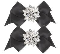 HOMSFOU Clips para Zapatos de Tacón para Mujer Lazo Negro, Adornos Decorativos Reutilizables de Poliéster para Fiesta y Cena
