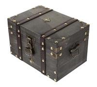 HOMSFOU Cofre de Madera Grande Gris con Cerradura de Combinación, Caja de Almacenamiento Pirata Vintage para Joyas y Documentos, Cofre Decorativo Retro para Hogar y Fiestas Temáticas