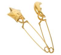 HOMSFOU Colador de Té de Acero Inoxidable Dorado 2 Piezas en Forma de Estrella y Luna Infusor de Malla Fina Reutilizable para Taza de Té Filtro para Hojas Sueltas Accesorio en Hogar