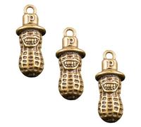 HOMSFOU Colgante de Latón Forma de Cacahuete, Set de 3 Piezas, Accesorio para Llavero, Decoración para Manualidades y Llaves, Obsequio Original para Cumpleaños, Color Dorado,