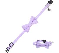HOMSFOU Collar Ajustable para Perros Pequeños con Pajarita Desmontable y Campana, Accesorio de Algodón para Mascotas en Fiestas y Vacaciones, Color Morado Elegante