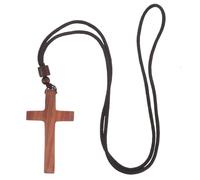 HOMSFOU Collar Colgante Cristiano de Cruz de Madera de Sándalo Joyería Religiosa Unisex Colgante Vintage para Mujer y Hombre Accesorio para Eventos Religiosos y Uso Diario