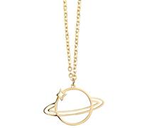 HOMSFOU Collar de Mujer Dorado Colgante de Planeta, Cadena de Clavícula Ligera y Elegante, Bisutería para Uso Diario y Ocasiones Obsequios, Joyas para Mujeres, Cadena de Collar Fina